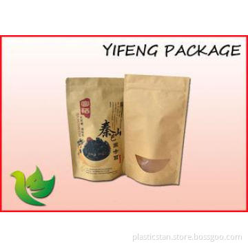 Brown Kraft Paper Bag With Zipper And Window For Food Packa